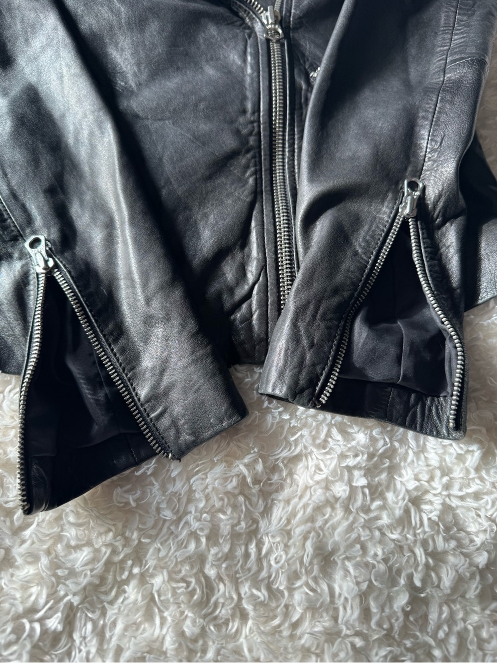 Madewell Washed Leather Motorcycle Jacket Black E0488 Capsule Moto Biker Size XS - Picture 9 of 13